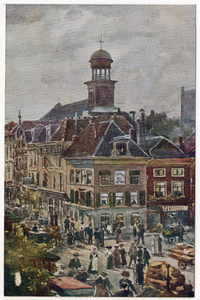 26195 Gezicht vanaf de bovenverdieping van een huis aan de Neude te Utrecht op het huizenblok op de hoek van de ...